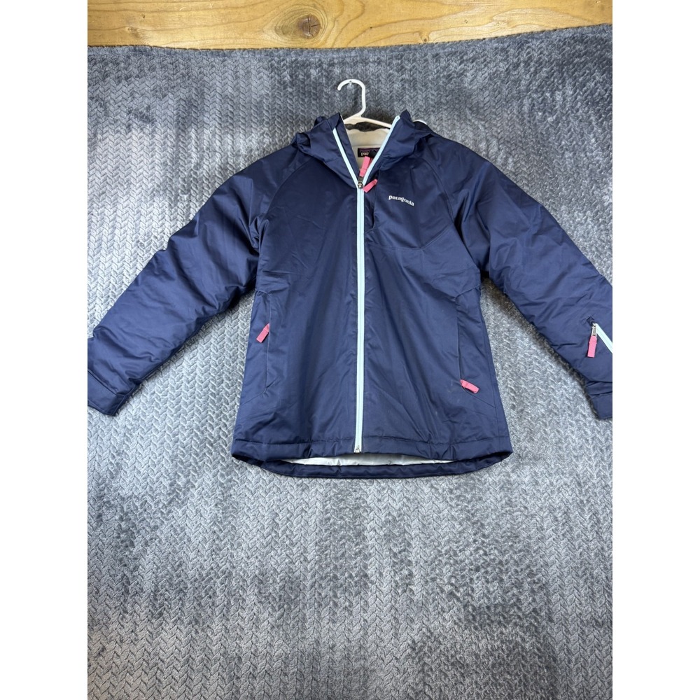 Patagonia Snowbelle Jacket Girls XL Navy Blue Full Zip Waterproof Raglan Sleeve